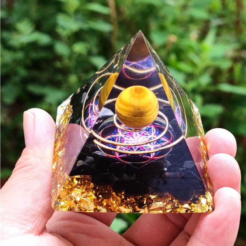 Natural Orgonite Pyramid Reiki Amethyst Energy Healing Chakra Meditation... - $11.99