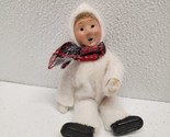 Vintage 1992 Byers Choice Christmas Child in White Snow Suit Scarf Posab... - £15.58 GBP