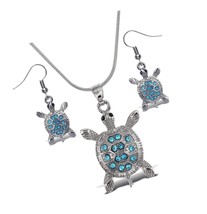 Sparkling Blue Sea Turtle Dangle Earrings and Jewelry - £46.99 GBP