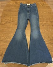 We The Free Jeans Womens 26 Blue Bell Bottoms Raw Hem Y2K Cotton Polyest... - £25.69 GBP