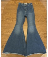 We The Free Jeans Womens 26 Blue Bell Bottoms Raw Hem Y2K Cotton Polyest... - £25.66 GBP