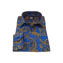Men's Silky Paisley Floral Shirt By JT Milano AVM Slim Fit 6011-23 Royal Blue image 3