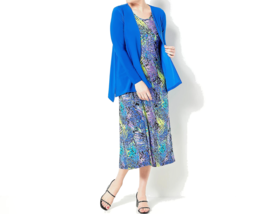 Attitudes by Renee Como Jersey Midi Dress &amp; Cardigan Set- Blue Butterfly... - $37.62