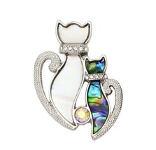 Mother of Pearl Abalone Cat Kitten Pin Brooch - £14.00 GBP