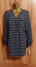 NWT Zac &amp; Rachel Womens L Blue White Blouse Tunic Top Dress - £11.39 GBP