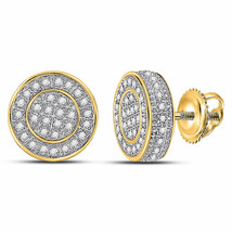 10kt Yellow Gold Mens Round Diamond Disk Circle Earrings 1/3 Cttw - $356.00