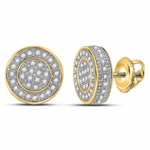 10kt Yellow Gold Mens Round Diamond Disk Circle Earrings 1/3 Cttw - £278.99 GBP