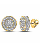 10kt Yellow Gold Mens Round Diamond Disk Circle Earrings 1/3 Cttw - £286.99 GBP