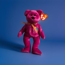Ty Beanie Babies Millennium Bear Plush Toy - Purple - In Collector&#39;s Cas... - $12.99