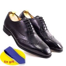 Luxury Italian Style Mens Dress Shoes Calfskin Genuine Leather Brogue Business W - £105.28 GBP