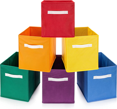 Luv Color Rainbow Bins for Organization Set of Six Cube Storage Bins 10.... - £47.51 GBP