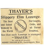 Thayer&#39;s Slippery Elm Lozenge 1894 Advertisement Victorian Medical 1 ADB... - €17,14 EUR