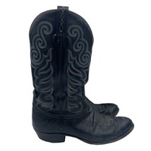 Tony Lama Black Bullhide Leather Cowboy Boots Mens Size 12D Style 8586 - £70.88 GBP