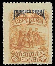 1892 NICARAGUA Stamp - Overprint &quot;Franqueo Oficial&quot; 20c SC# O25 C55 - £1.16 GBP