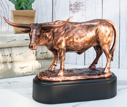 Lifelike North American Texas Longhorn Cow Steer Bull Bronzed Resin Figurine - £53.54 GBP