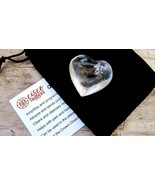 Clear Quartz Reiki Healing Crystal Heart 35mm with Pouch Info Card Crown... - $10.63