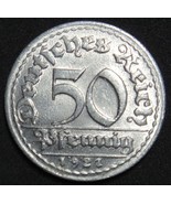 GERMANY 50 PFENNIG ALU COIN 1921 D WEIMAR TIME RARE COIN aUNC - $11.66 CAD