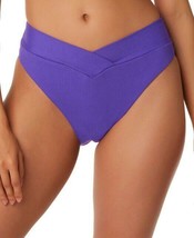MSRP $48 Bar III Micro Rib V-Waist Bikini Bottoms Purple Size Medium NWOT - £6.16 GBP