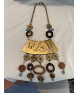 Vintage Signed Castlecliff Chinese Motif Necklace w 1955 Libanaise Piast... - $48.51