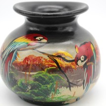 Parrot Vase Folk Art Hand Painted Signed Nina Vintage Peruvian Tropical  - $29.79