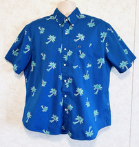 Crown &amp; Ivy Classic Fit Men&#39;s Hawaiian Shirt Blue with Palm Trees Size L... - $21.23