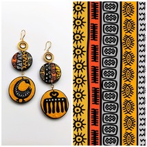 Painted wooden earrings inspired by African Adinka Symbol ART - £43.52 GBP