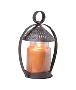 Canopy Jar Candle Holder Handcrafted Country Smokey Black Metal Finish 1... - $33.27 CAD