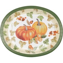 Pumpkin Harvest Fall Thanksgiving 8 Ct Oval Buffet Platter 10 x 12 - £6.22 GBP