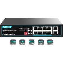 YuanLey 8 Port PoE Switch with 2 Gigabit Uplink, 8 PoE+ Port 1000Mbps Network Sw - £80.22 GBP