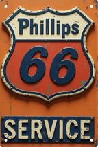 Phillips 66 Retro Vintage Gas Gasoline Oil Tin Sign 8x12 inches Station upt - $34.84 CAD
