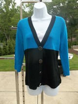 NWOT CABLE&amp;GAGUE BLUE&amp;BLACK SWEATER M - £15.92 GBP