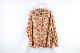 Vtg 90s Banana Republic Safari Womens XL Tapestry Flower Collared Button Shirt - £46.68 GBP