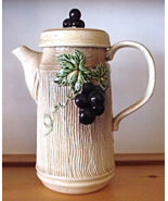 Tea Pot Coffee Serving Pitcher Urn Vintage Grape Cluster Tuscany Country... - $69.99