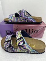 P API Llio By Birkenstock Arizona Purple Paisley Slides Sandals Women 7.5 Euro 38 - £96.87 GBP