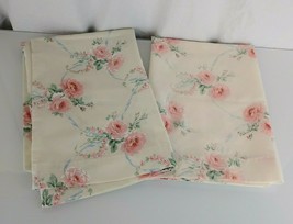 Springs Standard Pillowcase Vintage Shabby Pink Roses Blue Ribbon x 2 - £31.64 GBP