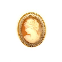 Vtg Signed 12K Gold Filled Winard Victorian Cameo Filigree Frame Brooch Pendant - £40.91 GBP