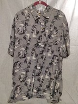 George Beer Gray Button Down Camp Shirt Hawaiian Beach Floral Size Large - £8.94 GBP