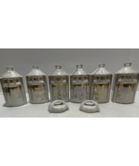Antique German White Block Lusterware Opalescent Spice Canister Set of 6 - $1,486.65 MXN