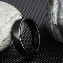 6mm Men's Engagement Rings Pure Black Tungsten Carbide Ring Women Wedding Band P - £18.59 GBP