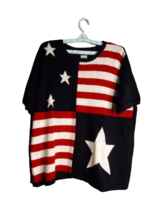 Sag Harbor Stars &amp; Stripes Short Sleeve Knit Sweater Womens Size XL Teac... - $24.74