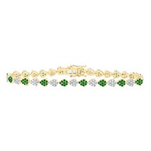 Natural Emerald &amp; Diamond Pear Shape Tennis Bracelet 10k Yellow Gold 2 Cttw - $1,935.45