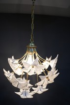 Monumental Modern Italian Murano Venini Style Flower Glass Gilt Chandeli... - $6,406.11 MXN