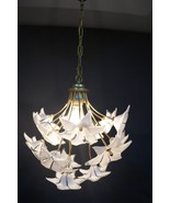 Monumental Modern Italian Murano Venini Style Flower Glass Gilt Chandeli... - $346.50