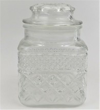 Anchor Hocking Wexford Clear Glass Coffee Canister &amp; Lid 5&quot;  Vintage  - $25.74