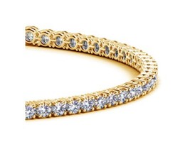 3 carat diamond tennis bracelet/14K yellow gold round diamond bracelet - £6,339.31 GBP