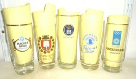 5 Hacker Spaten Hofbrau Thomas Hacker Munich German Beer Glasses - £15.94 GBP