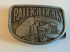 Vintage 1980&#39;S Raleigh Lights Trucking Metal Belt Buckle Tobacco Smoke - £7.05 GBP