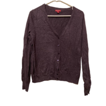 Merona Womens Cardigan Sweater Purple Long Sleeve V Neck Ribbed Hem Beads M - £11.84 GBP