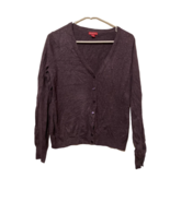 Merona Womens Cardigan Sweater Purple Long Sleeve V Neck Ribbed Hem Beads M - £11.82 GBP