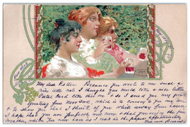 Postcard UDB 1902 Greetings Women Drinking Wine Two Scott 279 Franklin Stamps - £20.62 GBP